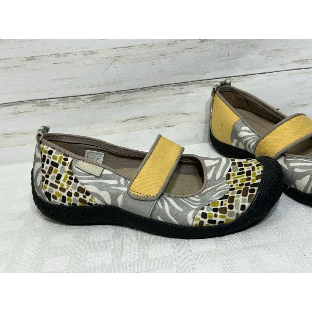 KEEN Mary Jane Harvest Mimosa Silver Zebra Loafer Flats Shoes Women's Size 9